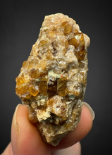 Load image into Gallery viewer, Hessonite Garnet Cluster on Matrix – Natural Collector Specimen from Pakistan | High-Grade Orange-Red Garnet Crystals
