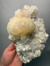 Load image into Gallery viewer, BIG Pearl &amp; Pink Stilbite Flower Crystals w Clear Apophyllite | Maharashtra, India | Collector Display Specimen
