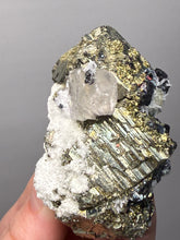 Load image into Gallery viewer, New Find: Huanzala Mine Peru Sphalerite + Chalcopyrite + Apatite + Calcite + Quartz | Collector Display Specimen
