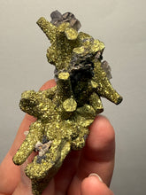 Load image into Gallery viewer, Chalcopyrite Botryoidal Stalactites on Calcite – Cabinet Specimen | Tongshankou Mine, Edong, Daye, Huangshi Prefecture, Hubei Province, China
