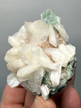 Load image into Gallery viewer, High-Grade Gemmy Green Apophyllite on White Stilbite  | Deccan Traps, Maharashtra, India
