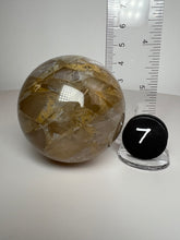 Load image into Gallery viewer, Dendrite Manganese Included Iron Oxide Quartz (Golden Healer) Sphere • RARE
