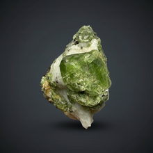 Load image into Gallery viewer, Electric Green Diopside on Quartz – Collector Mineral Specimen (Gilgit-Baltistan) Pakistan
