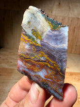 Load image into Gallery viewer, PREMIUM DISPLAY or LAPIDARY SLAB • Moroccan “Dream Landscape Jagate” (Purple, Teal, Red, Green, Red, Yellow &amp; Orange Moss Plume Agate + Jasper) Stone • Double Sided • High Atlas Mountains • Unpolished
