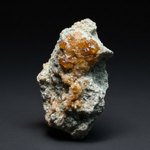 Load image into Gallery viewer, Hessonite Garnet Cluster on Matrix – Natural Collector Specimen from Pakistan | High-Grade Orange-Red Garnet Crystals
