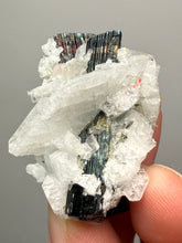 Load image into Gallery viewer, Blue Cap Dark Green Stak Nala Tourmaline With Pink Morganite on Cleavelandite Matrix – Haramosh Mountains, Pakistan
