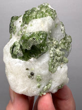Load image into Gallery viewer, Electric Green Diopside on Quartz – Collector Mineral Specimen (Gilgit-Baltistan) Pakistan
