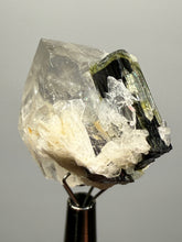 Load image into Gallery viewer, Dark Green Cap Stak Nala Tourmaline and Cleavelandite on Quartz – Haramosh Mountains, Pakistan | Thumbnail Specimen
