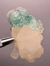 Load image into Gallery viewer, High-Grade Gemmy Green Apophyllite on White Stilbite  | Deccan Traps, Maharashtra, India
