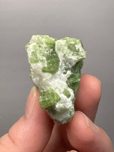 Load image into Gallery viewer, Electric Green Diopside on Quartz – Collector Mineral Specimen (Gilgit-Baltistan) Pakistan
