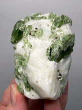 Load image into Gallery viewer, Electric Green Diopside on Quartz – Collector Mineral Specimen (Gilgit-Baltistan) Pakistan
