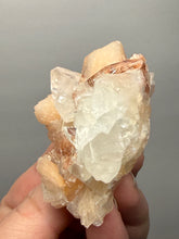 Load image into Gallery viewer, Gemmy Peach Stilbite Flower + Apophyllite on Red Heulandite — Maharashtra, India
