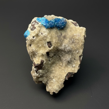 Load image into Gallery viewer, Rare Electric Blue Pentagonite on Druzy Matrix – Collector Mineral Specimen | India
