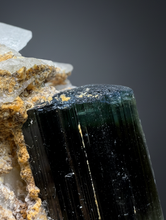Load image into Gallery viewer, Blue Cap Dark Green Stak Nala Tourmaline on Cleavelandite Matrix – Haramosh Mountains, Pakistan
