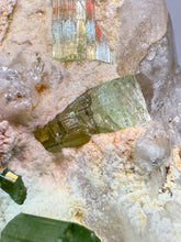 Load image into Gallery viewer, Pink Morganite, Mint Green Tourmaline, Purple Lepidolite in Quartz – Pegmatite Mineral Specimen from Pakistan
