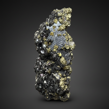 Load image into Gallery viewer, 6.1” New Find: Huanzala Mine Peru Sphalerite + Chalcopyrite + Apatite + Calcite + Quartz | Collector Display Specimen
