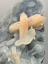 Load image into Gallery viewer, Pink Stilbite Druzy on Botryoidal Blue Chalcedony | High-Grade Mineral Collector Specimen
