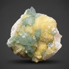 Load image into Gallery viewer, Luminous Mint Apophyllite with Glittering Druzy Sugar Quartz – India
