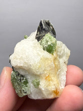Load image into Gallery viewer, Electric Green Diopside on Quartz – Collector Mineral Specimen (Gilgit-Baltistan) Pakistan
