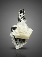 Load image into Gallery viewer, Blue and Dark Green Cap Stak Nala Tourmaline on Cleavelandite Matrix – Haramosh Mountains, Pakistan
