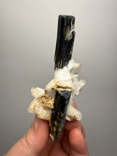 Load image into Gallery viewer, Blue Cap Dark Green Stak Nala Tourmaline on Cleavelandite Matrix – Haramosh Mountains, Pakistan
