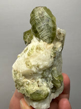 Load image into Gallery viewer, Electric Green Diopside on Quartz – Collector Mineral Specimen (Gilgit-Baltistan) Pakistan
