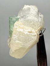 Load image into Gallery viewer, Mint Green Tourmaline on Quartz Matrix– Pegmatite Mineral Specimen from Pakistan
