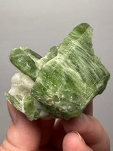 Load image into Gallery viewer, Electric Green Diopside on Quartz – Collector Mineral Specimen (Gilgit-Baltistan) Pakistan
