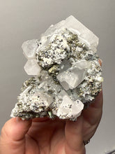 Load image into Gallery viewer, 3.5” New Find: Huanzala Mine Peru Sphalerite + Chalcopyrite + Apatite + Calcite + Quartz | Collector Display Specimen

