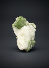 Load image into Gallery viewer, Electric Green Diopside on Quartz – Collector Mineral Specimen (Gilgit-Baltistan) Pakistan
