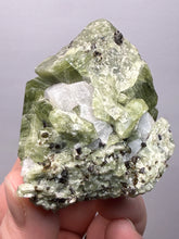 Load image into Gallery viewer, Electric Green Diopside on Quartz – Collector Mineral Specimen (Gilgit-Baltistan) Pakistan

