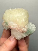 Load image into Gallery viewer, High-Grade Gemmy Green Apophyllite on White Stilbite  | Deccan Traps, Maharashtra, India

