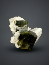 Load image into Gallery viewer, Blue Cap Dark Green Stak Nala Tourmaline and Cleavelandite – Haramosh Mountains, Pakistan | Thumbnail Specimen
