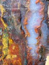 Load image into Gallery viewer, PREMIUM DISPLAY or LAPIDARY SLAB • Moroccan “Dream Landscape Jagate” (Purple, Teal, Red, Green, Red, Yellow &amp; Orange Moss Plume Agate + Jasper) Stone • Double Sided • High Atlas Mountains • Unpolished
