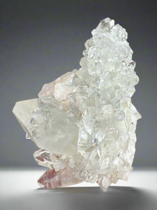 Clear Gem Apophyllite + Pink Stilbite Cluster • Maharashtra, India