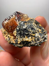 Load image into Gallery viewer, Naturally Faceted Zircon Crystal on Pegmatite–Biotite Matrix • Pakistan Mineral Specimen
