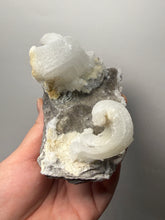 Load image into Gallery viewer, RARE COMBO Moroccan Ram’s Horn Selenite (Gypsum) with Yellow Botryoidal Fluorite Display Specimen
