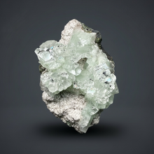 Load image into Gallery viewer, Light Mint Green “Disco Ball” Radial Apophyllite on Pink &amp; Green Heulandite — Deccan Traps, India
