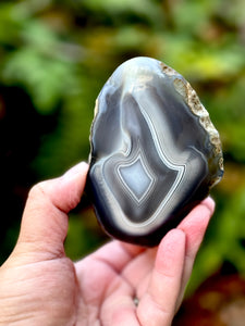 Double-Sided Polished Midnight Muse Agate | High-Grade Rare Silvery Black and Blue Parallax Agate from India