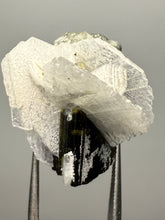 Load image into Gallery viewer, Dark Green Cap Stak Nala Tourmaline with Cleavelandite Flower – Haramosh Mountains, Pakistan | Thumbnail Specimen
