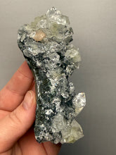 Load image into Gallery viewer, High-Grade Green Apophyllite with Pink Stilbite on Black Chalcedony – Deccan Traps, India

