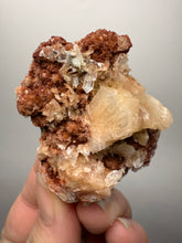 Load image into Gallery viewer, Shiny Peach Stilbite on Druzy Red Heulandite – High-Grade Collector Mineral Specimen from India
