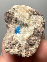 Load image into Gallery viewer, Rare Electric Blue Pentagonite on Druzy Matrix – Collector Mineral Specimen | India
