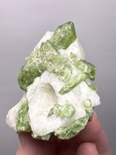 Load image into Gallery viewer, Electric Green Diopside on Quartz – Collector Mineral Specimen (Gilgit-Baltistan) Pakistan
