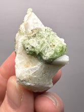 Load image into Gallery viewer, Electric Green Diopside on Quartz – Collector Mineral Specimen (Gilgit-Baltistan) Pakistan
