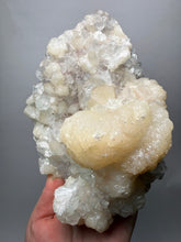 Load image into Gallery viewer, BIG Pearl &amp; Pink Stilbite Flower Crystals w Clear Apophyllite | Maharashtra, India | Collector Display Specimen
