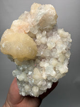 Load image into Gallery viewer, BIG Pearl &amp; Pink Stilbite Flower Crystals w Clear Apophyllite | Maharashtra, India | Collector Display Specimen
