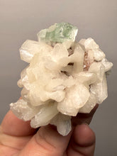 Load image into Gallery viewer, High-Grade Gemmy Green Apophyllite on White Stilbite  | Deccan Traps, Maharashtra, India
