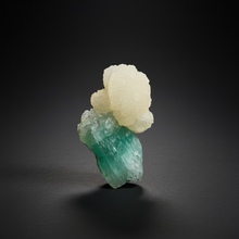 Load image into Gallery viewer, High-Grade Gemmy Green Apophyllite on White Stilbite  | Deccan Traps, Maharashtra, India
