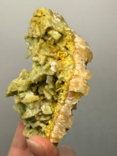 Load image into Gallery viewer, High-Grade Green Heulandite on Peach Stilbite Crystal Cluster | Deccan Traps, Maharashtra, India | Collector Mineral Specimen
